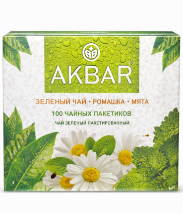 Akbar Green Tea Chamomile & Mint – 100 Tea Bags
