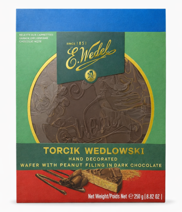 E. Wedel Torcik Wedlowski Wafer Cake with Peanut Filling in Dark Chocolate – 250g